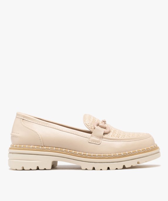 Mocassins chunky avec dessus aspect raphia femme vue1 - FOLLOW ME - GEMO