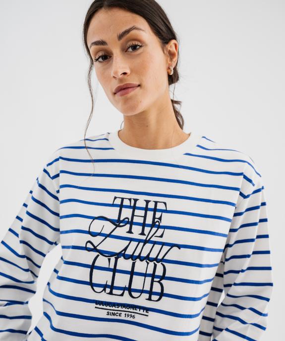 Tee-shirt manches longues rayé à col rond femme - LuluCastagnette vue2 - LULUCASTAGNETTE - GEMO