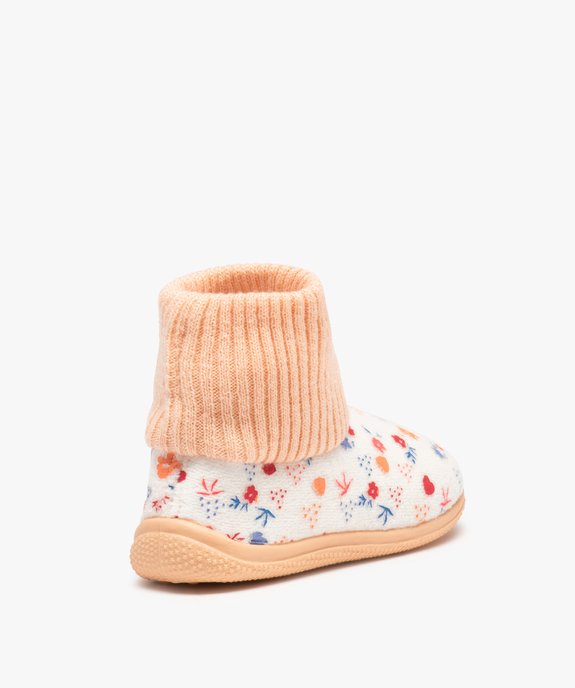 Chaussons fille boots en velours imprimé et col chaussette vue4 - GEMO (ENFANT) - GEMO