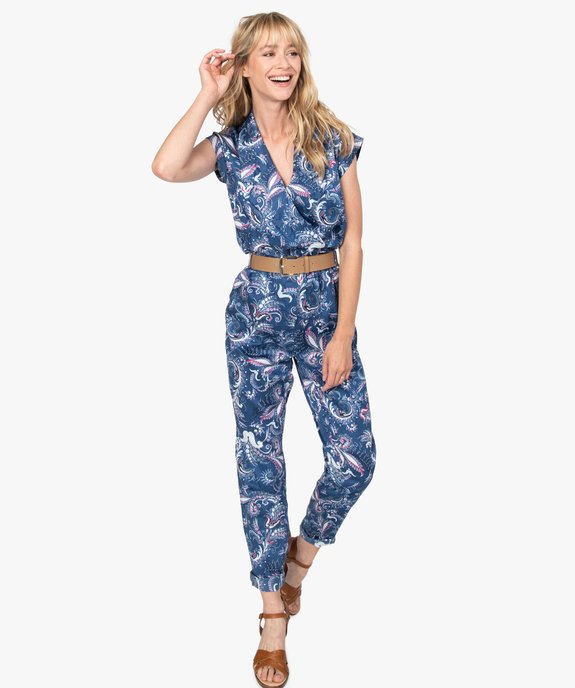 Combinaison pantalon femme imprimée avec ceinture vue1 - GEMO(FEMME PAP) - GEMO