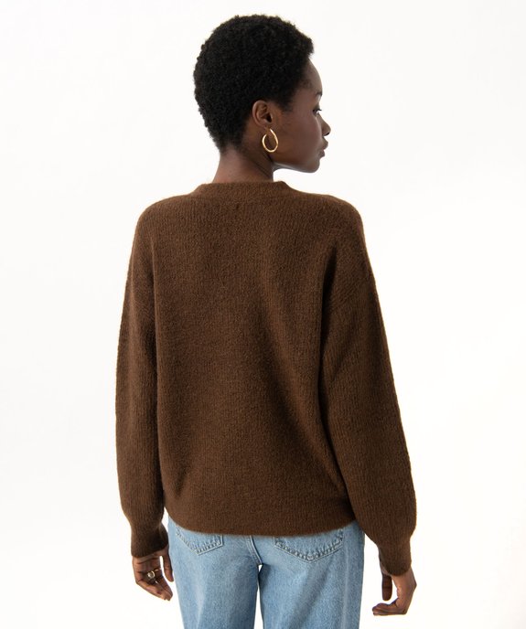 Gilet à col V en maille douillette avec gros boutons femme vue3 - GEMO(FEMME PAP) - GEMO