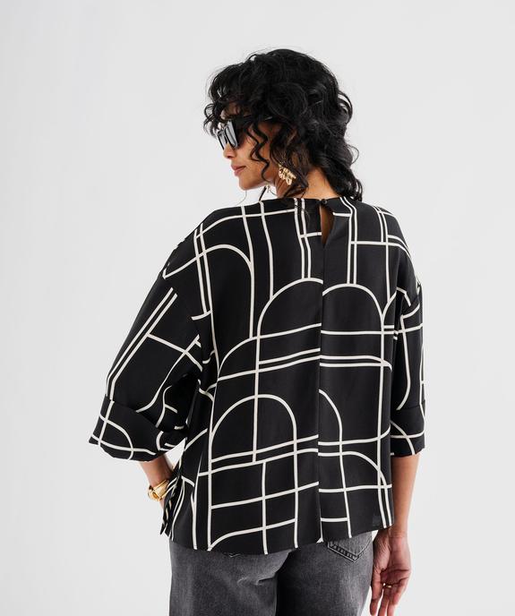 Blouse manches 3/4 en maille fluide à pois femme  vue3 - GEMO 4G FEMME - GEMO