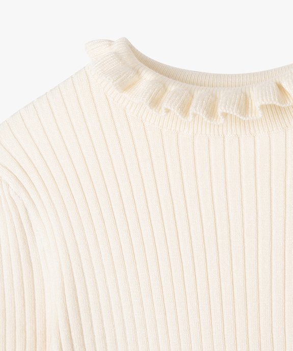 Pull en maille côtelée avec col montant froncé fille vue3 - GEMO (ENFANT) - GEMO
