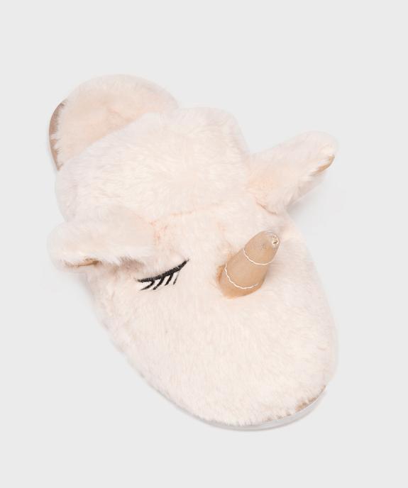 Chaussons mules en fourrure imitation forme licorne femme vue5 - GEMO 4G FEMME - GEMO