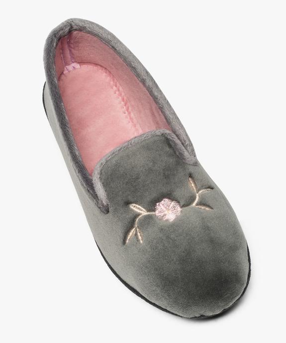 Chaussons femme charentaises en velours avec broderie fleurie vue5 - GEMO(HOMWR FEM) - GEMO