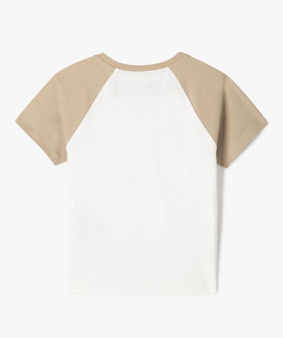 Tee-shirt manches courtes bicolore coupe courte fille vue3 - GEMO 4G FILLE - GEMO