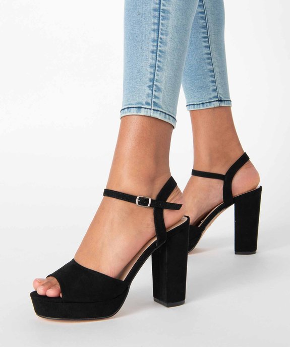 Sandales femme à talon haut et plate-forme vue1 - GEMO(URBAIN) - GEMO