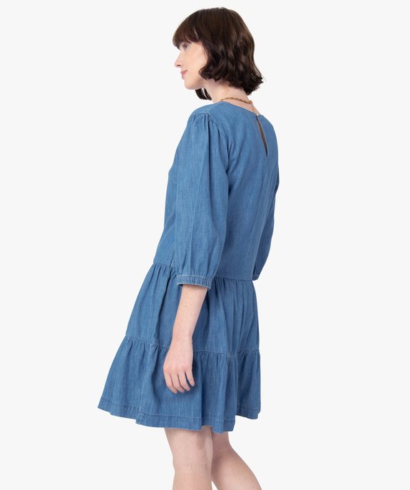 Robe femme en jean à manches longues vue3 - GEMO(FEMME PAP) - GEMO