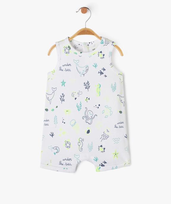 Combishort en coton avec motifs marins bébé garçon vue1 - GEMO 4G BEBE - GEMO