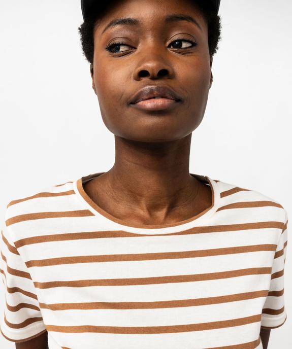 Tee-shirt femme rayé à manches courtes et col rond vue2 - GEMO(FEMME PAP) - GEMO