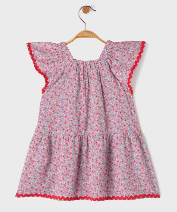 Robe courte en viscose fleurie à col carré bébé fille vue3 - GEMO 4G BEBE - GEMO