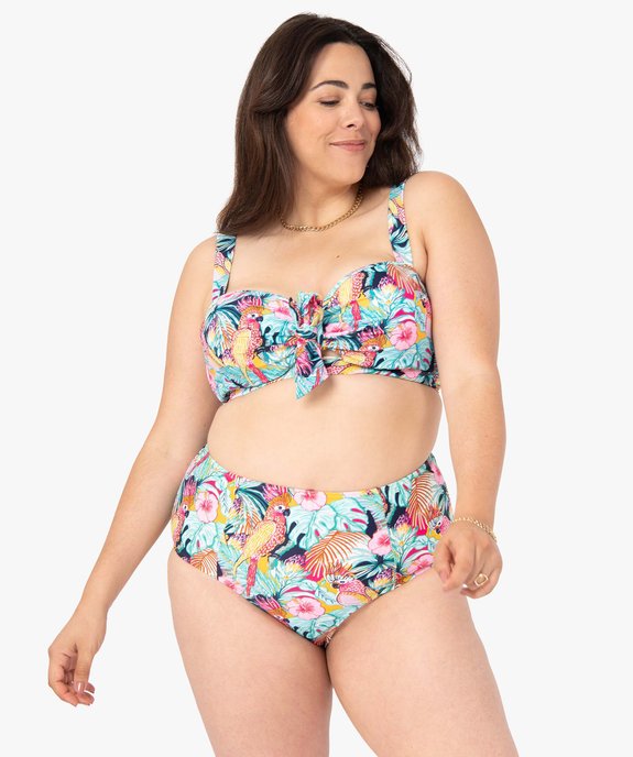 Bas de maillot de bain femme grande taille forme culotte à motifs exotiques vue3 - GEMO (PLAGE) - GEMO