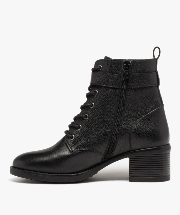 Bottines femme à talon en cuir grainé uni - Taneo  vue3 - TANEO - GEMO
