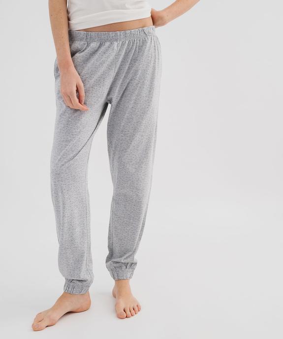 Pantalon de pyjama à pois en jersey de coton femme vue1 - GEMO 4G FEMME - GEMO