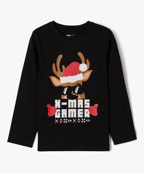 Tee-shirt manches longues de Noël en coton imprimé garçon vue1 - GEMO (ENFANT) - GEMO