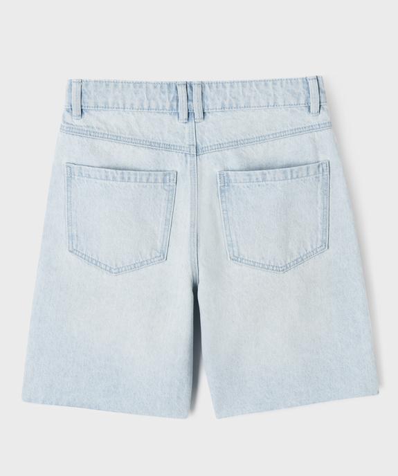 Bermuda en jean taille haute finition sans coutures fille vue3 - GEMO 4G FILLE - GEMO