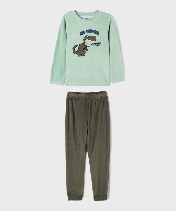 Pyjama en velours 2 pièces motif dinosaure garçon vue1 - GEMO (ENFANT) - GEMO