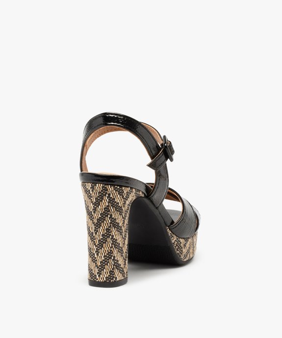 Sandales femme à talon et semelle plateforme dessus verni vue4 - GEMO(URBAIN) - GEMO
