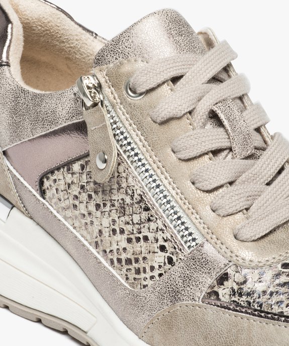 Baskets femme compensées imitation croco à zip vue6 - GEMO (SPORTSWR) - GEMO