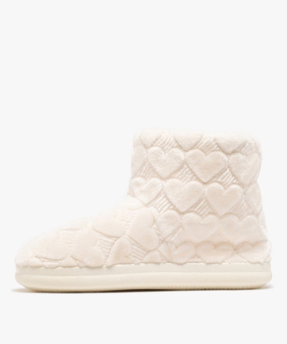 Chaussons bottillons en velours à motifs coeurs femme vue3 - GEMO(HOMWR FEM) - GEMO