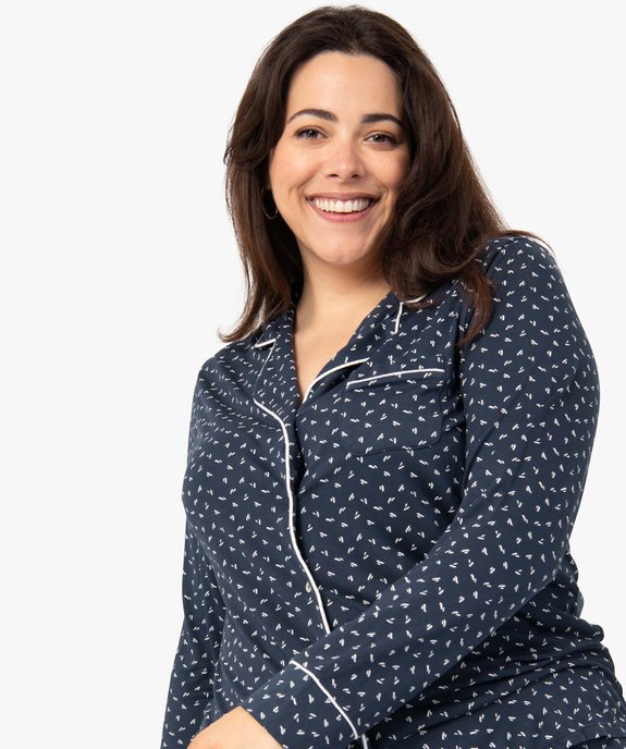 Pyjama femme grande taille deux pièces : chemise et pantalon vue2 - GEMO 4G FEMME - GEMO