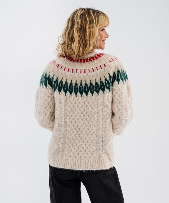 Pull jacquard à torsades femme vue3 - GEMO(FEMME PAP) - GEMO