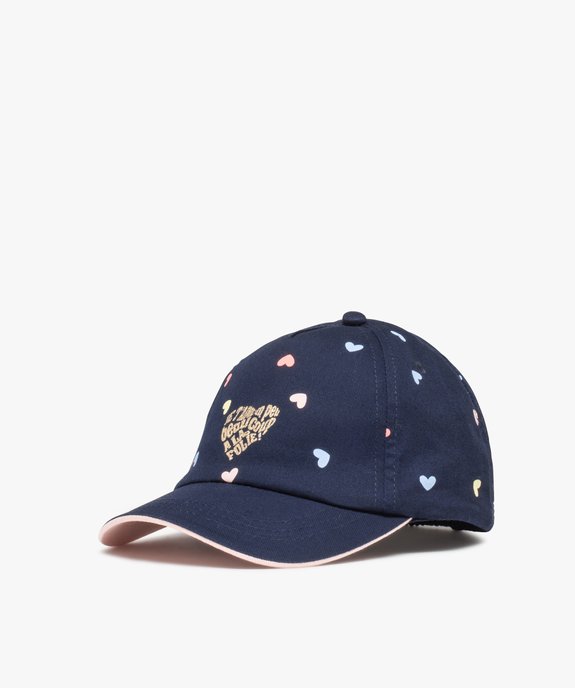 Casquette bébé fille à motifs coeurs et inscription pailletée vue1 - GEMO(BEBE DEBT) - GEMO
