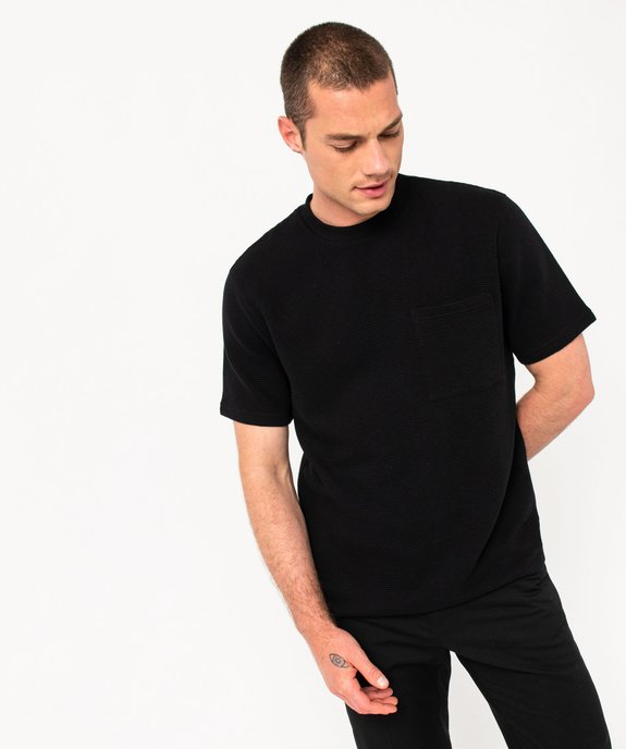 Tee-shirt manches courtes en coton texturé épais homme vue1 - GEMO (HOMME) - GEMO