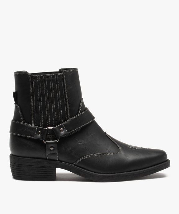 Boots homme style santiags unies à surpiqûres contrastées vue1 - GEMO (CASUAL) - GEMO