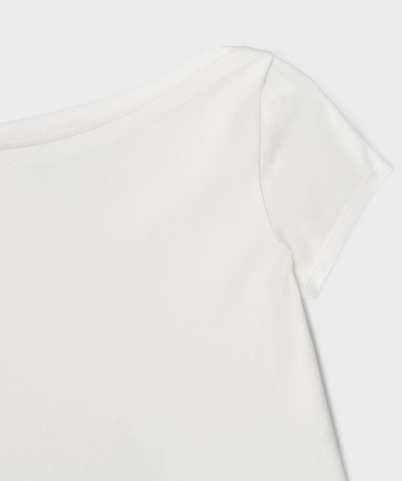 Tee-shirt manches courtes et col bateau coupe courte fille vue2 - GEMO 4G FILLE - GEMO