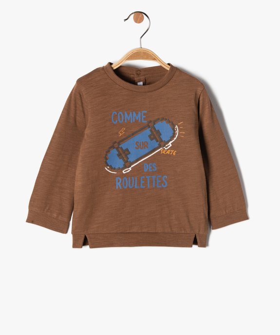 Tee-shirt bébé garçon à manches longues façon sweat vue1 - GEMO(BEBE DEBT) - GEMO