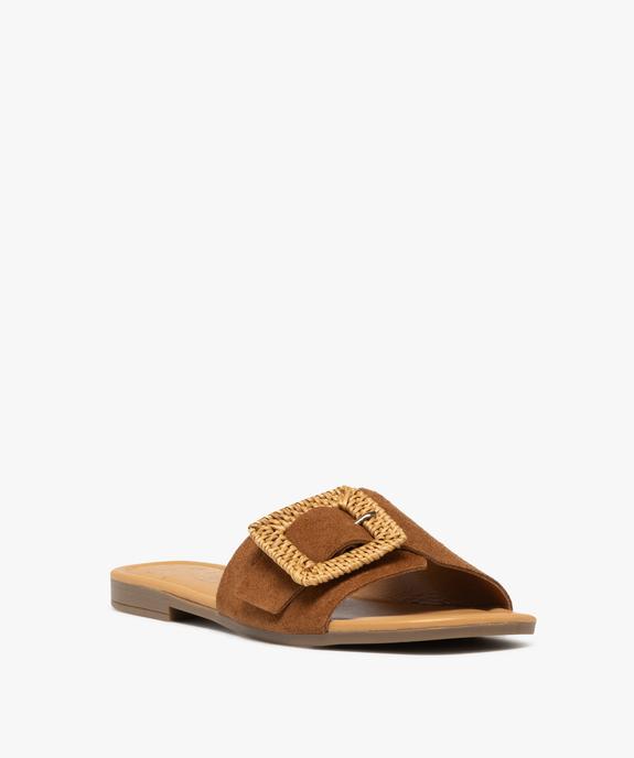 Mules en cuir à talon plat et boucle fantaisie femme - Tanéo vue3 - TANEO - GEMO