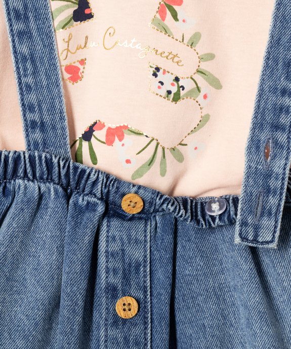 Ensemble 2 pièces bébé fille tee-shirt et jupe à bretelles - LuluCastagnette vue3 - LULUCASTAGNETTE - GEMO