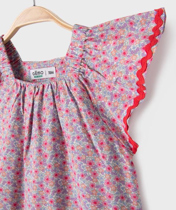 Robe courte en viscose fleurie à col carré bébé fille vue2 - GEMO 4G BEBE - GEMO