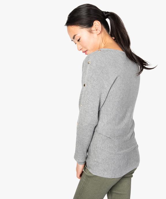 Pull femme en maille côtelée avec boutons sur les manches  vue3 - GEMO(FEMME PAP) - GEMO