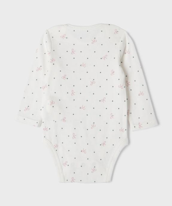 Body manches longues avec motifs noeuds bébé fille (lot de 3) vue3 - GEMO 4G BEBE - GEMO