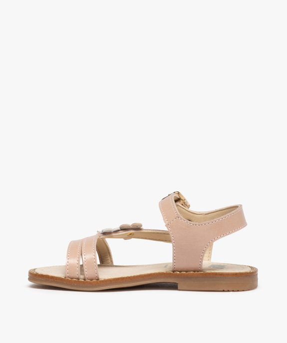 Nu-pieds fille à brides ornées de fleurs en cuir – NA! vue3 - NA! - GEMO