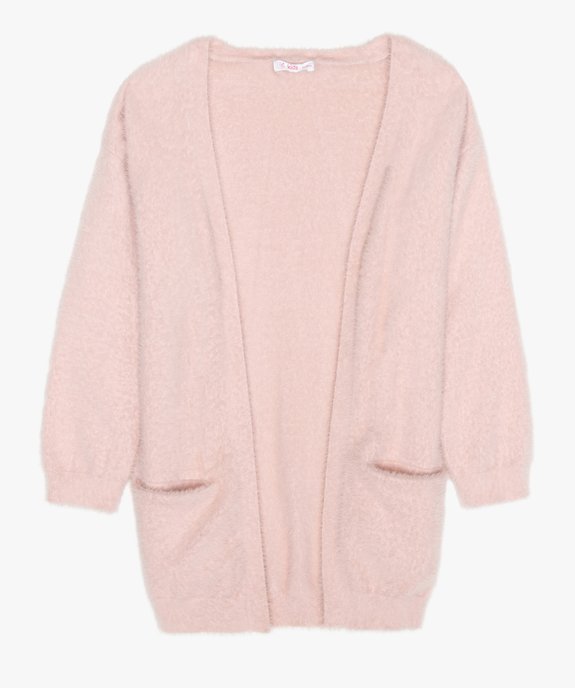 Gilet fille long porté ouvert en maille duveteuse vue1 - GEMO (ENFANT) - GEMO