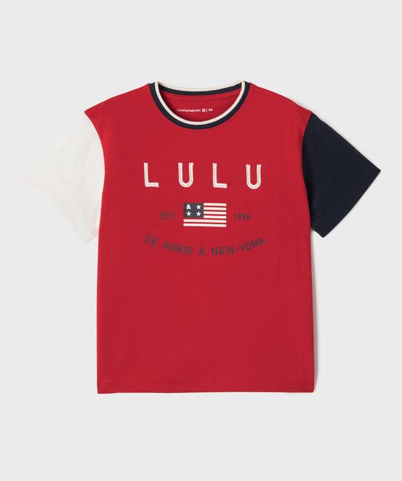 Tee-shirt manches courtes tricolore coupe oversize garçon - LuluCastagnette vue2 - LULU CASTAGNETTE G4G D - GEMO