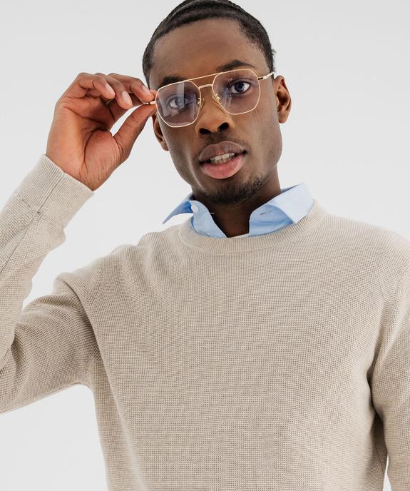 Pull col rond en coton uni homme vue2 - GEMO (HOMME) - GEMO