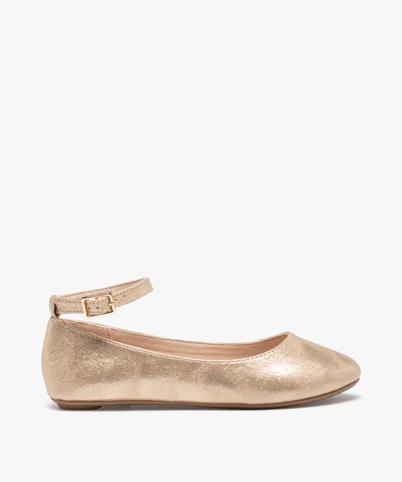 Ballerines fille dessus métallisé à fine bride cheville vue1 - GEMO (ENFANT) - GEMO