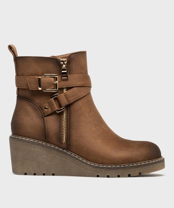 Boots zippées à talon compensé femme - VALENTINA BALDANO GEMO FORGOOD Boots zippées à talon compensé femme vue1 - VALENTINA BALDANO GEMO FORGOOD - GEMO