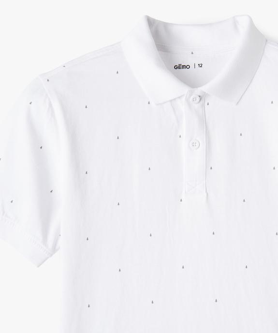 Polo garçon à manches courtes à micro-motifs vue2 - GEMO (JUNIOR) - GEMO
