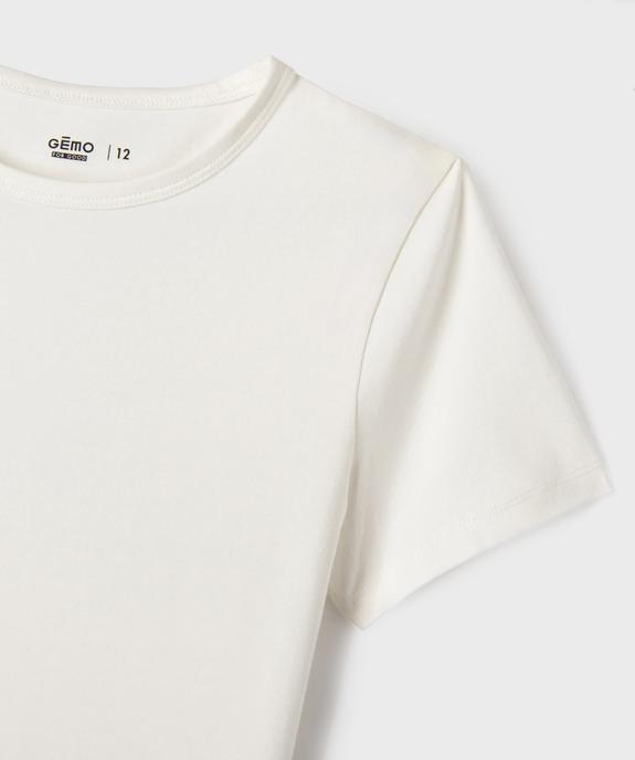 Tee-shirt manches courtes coupe courte fille vue2 - GEMO 4G FILLE - GEMO