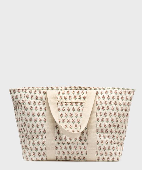 Sac cabas zippé grand format en toile fleurie femme vue2 - GEMO (ACCESS) - GEMO