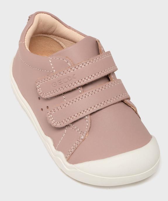 Chaussures de marche en cuir fermeture scratch bébé fille - Geox vue5 - GEOX - GEMO