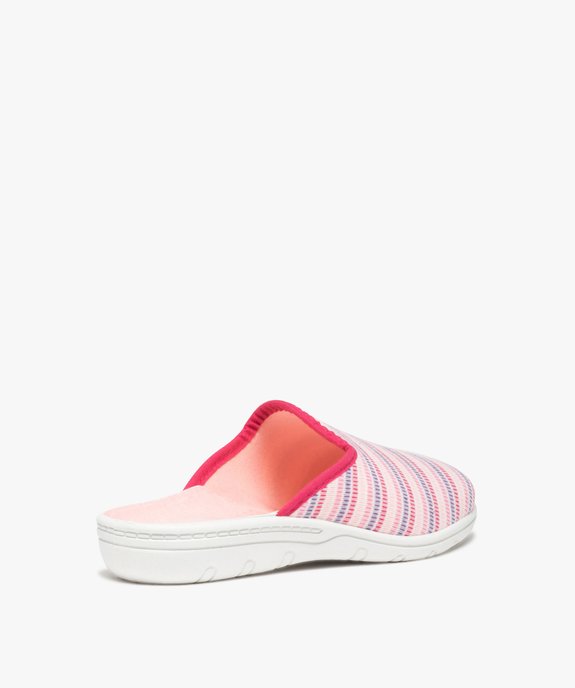 Chaussons femme mules en jersey rayé vue4 - GEMO 4G FEMME - GEMO