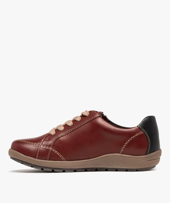 Derbies femme confort dessus uni à zip et à lacets - Softrelax vue9 - SOFTRELAX - GEMO