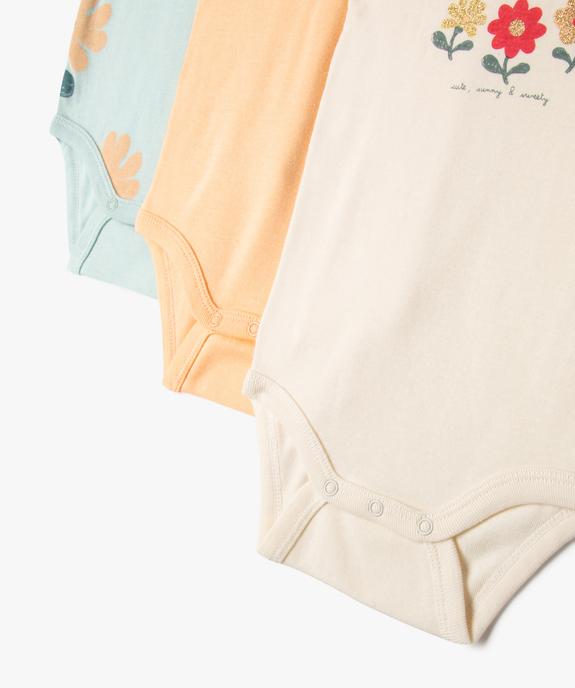 Body sans manches avec volants à motifs fleuris bébé fille (lot de 3) vue3 - GEMO 4G BEBE - GEMO