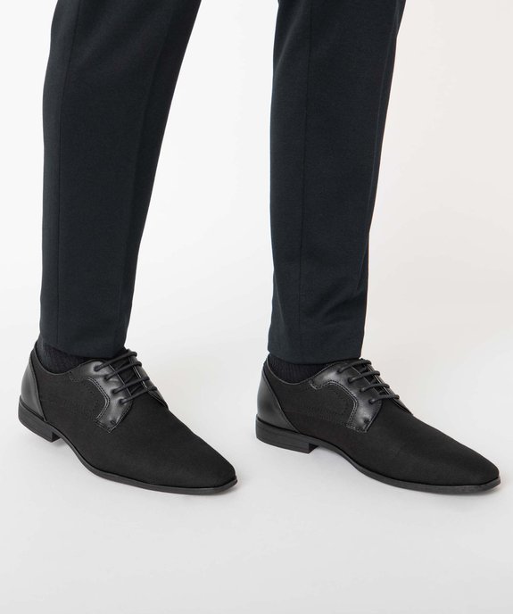 Derbies homme unis en toile et matière lisse vue2 - MARIO BALDANO - GEMO